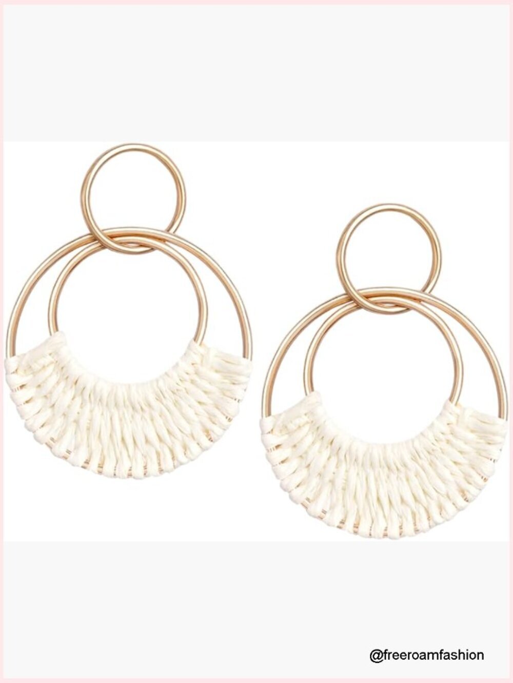 Raffia Hoop Earrings Lightweight Boho Summer Beach Statement Dangle